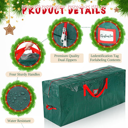 Meonum 2 Pcs Christmas Tree Storage Bags, Waterproof Artificial Xmas Tree Bag with Handles, Christmas Decoration Container with Zipper and Labeling Card Slot(Fit up to 7.5 ft Tall Disassembled Tree)