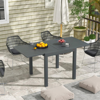 Outsunny Expandable Patio Dining Table for 4-6, 35.5" -70.75" Aluminum Extendable Outdoor Dining Table, Square/Rectangular Patio Table for Garden, Backyard, Poolside, Deck, Gray - WoodArtSupply