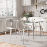 Baysitone Clear Dining Chairs Set of 4, Modern Kitchen Chairs with Transparent Seat, Acrylic Accent Side Chairs with Metal Legs for Dining Room, Kitchen, Living Room with Silver Baysitone