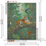 JISHSHAY Animal Jungle Diamond Painting Round Drill Diamond Art Round Beads Gem Art Gem Painting Mosaic Kits for Adults Embroidery Kit Jigsaw Puzzles Paint by Numbers Wall Decor 40×50cm/15.75×19.69in JISHSHAY