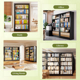 OpolQif Bookshelf, 5-Tier Bookshelf Metal Sturdy Bookcase,71" H Tall Black Bookcase with Adjustable Shelves, Heavy Duty Bookshelf for Living Room, Library, School, Study, Home Office OpolQif