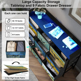 Welfuturer Dresser for Bedroom with 9 Drawers Van Gogh Dressers & Chest of Drawers Fabric Clothes Drawer Fabric Closet Organizer for Living Room Entryway Closet Nursery Sturdy Steel Frame Wood Top Welfuturer