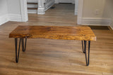 SRL Rustic Logwerks Hairpin Leg Wood Coffee Table - Live Edge Coffee Table for Home & Kitchen— Handcrafted Wooden Rustic Furniture (Honey Pine & Black) SOUTHERN RUSTIC LOGWERKS