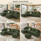 Belffin U Shaped Couch with Reversible Chaises Sectional Couches for Living Room Sectional Couch with Ottomans Corduroy (Green, U Shaped) Belffin