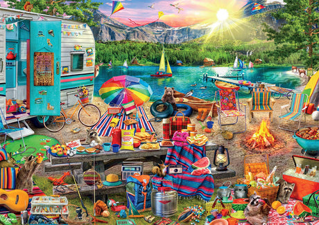 Buffalo Games - Aimee Stewart - Family Campsite - 500 Piece Jigsaw Puzzle with Hidden Images Buffalo Games