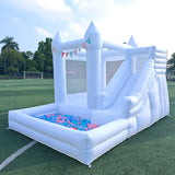 12 FT Oxford White Inflatable Bounce House, Bounce House With Ball Pit, Bounce House With Slide, Indoor And Outdoor Large Inflatable Castles Bounce House for Kids 3-12 Holiday Decoration Wedding Party JIO JIO PLAY