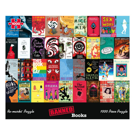 Re-marks Banned Books Puzzle, 1,000-Piece Jigsaw Puzzle for All Ages Re-Marks