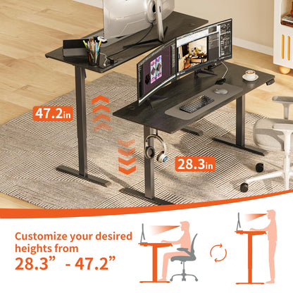 JOISCOPE 48'' Height Adjustable Electric Standing Desk with Power Outlets (3AC, USB, Type-C), Memory Height & Adjustment Foot Pat, Gaming Study Drafting Sit Stand Desk for Home Office Bedroom - WoodArtSupply