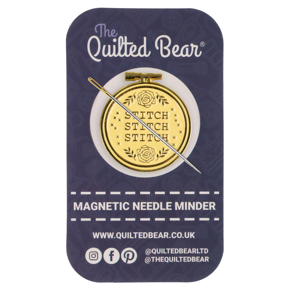 The Quilted Bear Needle Minders - Magnetic Enamel Needle Keeper for Sewing Pins, Sewing Needles, Embroidery Needles, Cross Stitch Needles - Cross Stitch The Quilted Bear