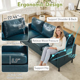 STHOUYN 73" W Faux Leather Couch w/ 2 USB, Leather Sofa w/Side Pockets, Wooden Frame 3 Seat Couch for Livingroom, Office, Apartment (Blue, 3 Seater) STHOUYN