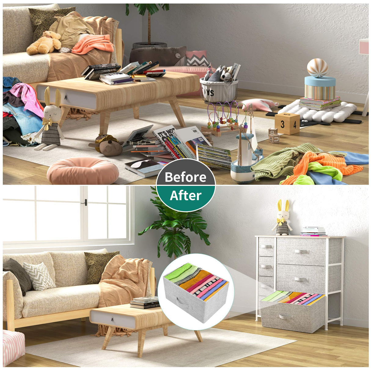 YITAHOME Dresser for Bedroom, 7 Drawers Fabric Dresser, Organizer Unit for Living Room, Hallway, Closets - Sturdy Steel Frame, Wooden Top & Easy Pull Fabric Bins YITAHOME