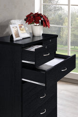 HODEDAH 7 Drawer Wood Dresser for Bedroom, 31.5 inch Wide Chest of Drawers, with 2 Locks on the Top Drawers, Storage Organization Unit for Clothing, Black Hodedah