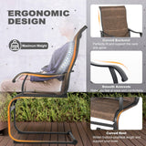 NUU GARDEN Patio Dining Chairs Set of 4, All Weather Outdoor Padded Textilene Patio Chairs, Breathable Spring Motion Textile High Back Outdoor Dining Chairs for Backyard, Lawn, Deck, Brown NUU GARDEN