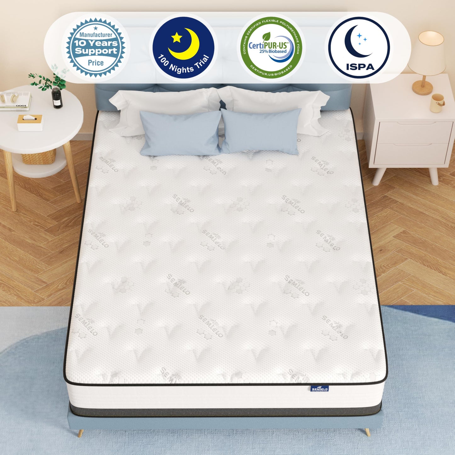 SEMIELO Full Size Mattress, 12 Inch Full Mattress in a Box, Hybrid Mattress with Memory Foam and Pocketed Coils for Breathable and Durable Support, CertiPUR-US Certified