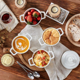 Lareina Mini Cocotte - 12oz Ceramic Casserole Dishes - Kitchen Casserole Sets With Handles And Lid - Small Baking Ramekins - Oven, Microwave & Dishwasher Safe - Set of 4 - White Lareina