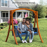 VINGLI Rattan Porch Swing, Heavy Duty 800 LBS Outdoor Hanging Seat with Extra Cushion and Adjustable Chain, The Porch Swing Seat Made by Wicker suits for Garden, Yard, Lawn (Black, 4 FT) VINGLI