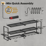 Spampur Power Tool Organizer Wall Mount with Charging Station, 8 Slots for Drill Organizer, Tool Battery Holder with 6 Outlet Power Strip, Drill Holder Heavy Duty Garage Organizers/Men's Gifts Spampur