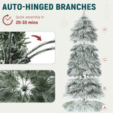 YITAHOME Pre-Lit Flocked Natural Drooping Pampas Christmas Tree, 9ft Snow Flocked Artificial Christmas Tree with 959 PE Branch Tips, 54 Feathers and 900 Lights for Home, Office, Party Decoration YITAHOME