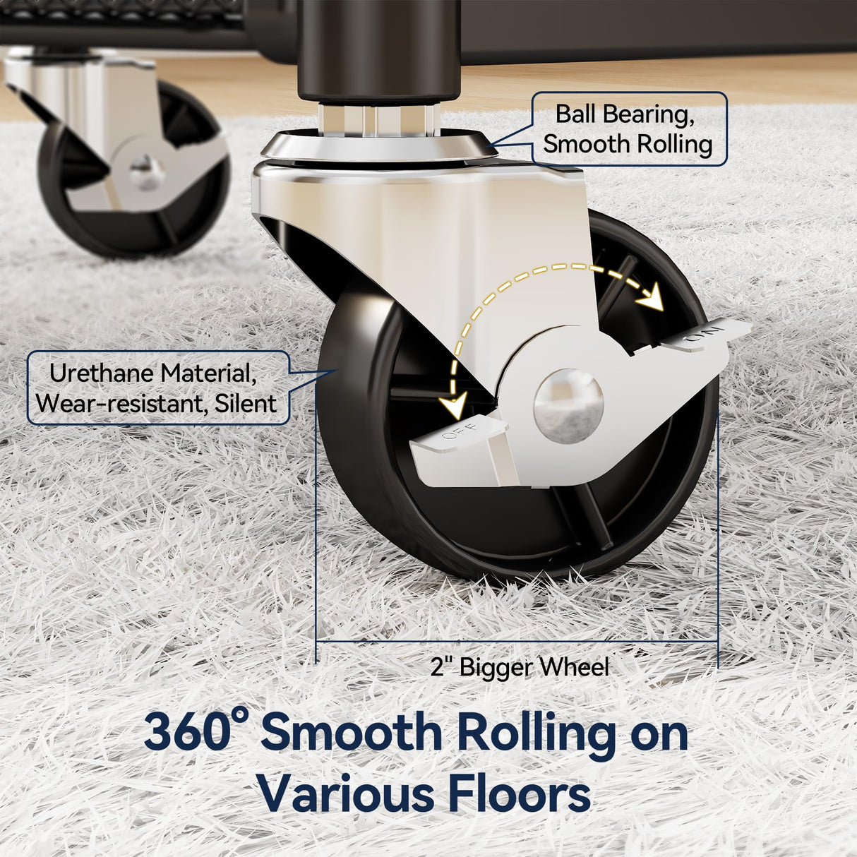 YASONIC 3 Tier Rolling Cart – Metal Utility Storage Cart with Wheels, Craft Cart Organizer with Hanging Cups, Hooks, Mesh Basket for Bedside Kitchen Office Art, Black YASONIC