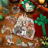 36 Pieces Christmas Wooden Tree Hanging Ornaments Christmas Wooden Pine Cone Elk Truck Snowman Gingerbread House Hanging Signs Christmas Wooden Decor with Rope for Xmas Party Huwena