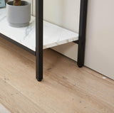 loglus Console Table for Entryway, Faux Marble MDF Sofa Table with Golden Frame (Double Layer, Black Frame) loglus