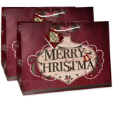Gift Boutique 12 Jumbo Christmas Tote Bags with Handles 15" Wide X 11" High X 11" Deep Extra Wide Large Giant Reusable Grocery Shopping Paper Bags Big Gusset for Food Cookie Container & Foil Tin Pan Gift Boutique