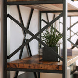 IRONCK Bookshelf Double Wide 6-Tier 76" H, Open Large Bookcase, Industrial Style Shelves, Wood and Metal Bookshelves for Home Office, Easy Assembly IRONCK