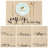 Farmhouse Placemats Set of 6 Linen Placemats 18x12'' Rustic Table Mats with Sayings Housewarming Gifts Country Tablemats Washable Cloth Place Mats for Farmhouse Table Setting(Khaki) Hahafelt