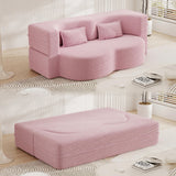 Tmsan 78" Teddy Folding Floor Sofa Couch Bed, Modern Boucle Floor Mattress Full Size, 2 in 1 Convertible Loveseat Sleeper Guest Bed with 2 Pillows for Living Room Apartment Office (Pink) Tmsan