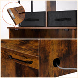 Dwanton Litter Box Enclosure with 2 Storage Shelves and 2 Drawers, 2-in-1 Hidden Cat Litter Box Enclosure Furniture with Shelf, Reversible Entrance, Washable Drawers, 50-Inch, Rustic Brown Dwanton