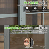 EROMMY 10' x 16' Sunroom, Wall Mounted Gazebo Solarium with Aluminum Frame, Polycarbonate Roof, Permanent Sun Room with Sliding Doors, Lockable PC Screen Walls, Lean to Gazebo for Garden, Patio, Deck EROMMY