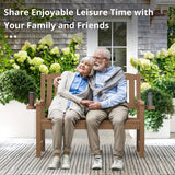 LUE BONA Outdoor Bench, 2-Person HDPS Garden Bench, Outdoor Benches Weatherproof, All-Weather Fade/Rot Resistant Patio Bench for Park, Front Porch, Backyard (Brown-Oil Printed) LUE BONA