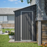 YOPTO 4x8 FT Lean to Metal Shed,Outdoor Storage Shed W/Floor Frame & Reversible Installation,All Weather Waterproof Garden Tool House W/Lockable Door & 2 Air Vents,for Backyard,Patio,Lawn,Gray YOPTO