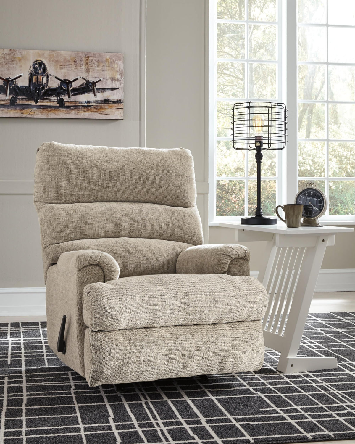 Signature Design by Ashley Man Fort Traditional One Pull Rocker Recliner, Beige Signature Design by Ashley