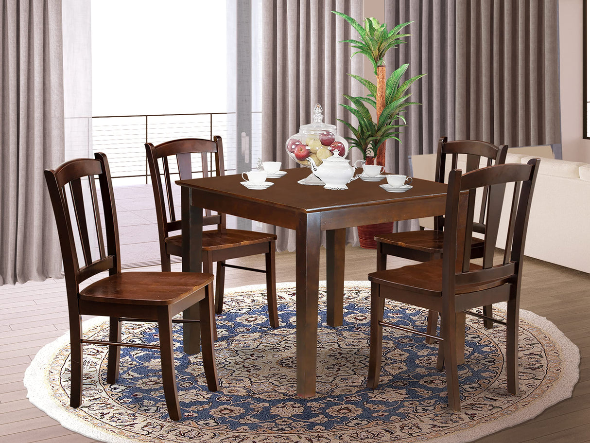 East West Furniture Oxford 5 Piece Room Furniture Set Includes a Square Kitchen Table and 4 Dining Chairs, 36x36 Inch, Mahogany East West Furniture