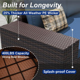 ASJMR 10 Pieces Patio Furniture Set with 2 Swivel Chairs Patio Furniture Outdoor Sectional Sofas with 55000 Gas Fire Pit Patio Conversation Set w/7 Cushions-Blue ASJMR