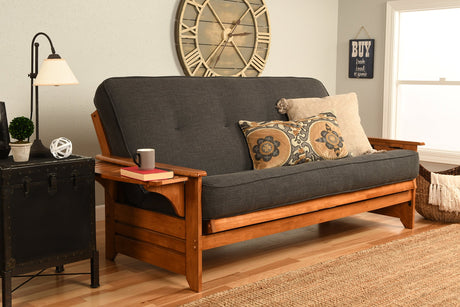 Kodiak Furniture Phoenix Futon with Linen Fabric Mattress in Barbados/Gray Kodiak Furniture