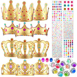 12 Pieces Foam Princess Tiaras Crown 928 Pieces Gem Stickers 12 Gem Rings Craft Making Kits Birthday Party Favors MTLEE