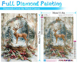 MRMIOOM 5D Christmas Diamond Painting Kits for Adults, DIY Christmas Deer Diamond Art Kits for Beginners, Full Round Rhinestone Gem Art Crafts Paintings for Home Wall Decor 12"x16" MRMIOOM