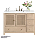 Alaterre Furniture Lucca 48 Inch Bathroom Vanity - Freestanding Cabinet Without Sink - Wood Bathroom Vanity with Large Bottom Drawer, 3 Small Drawers, and Soft-Close Doors (Natural) Alaterre Furniture