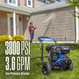 Westinghouse WPX3800 Gas Pressure Washer, 3800 PSI and 3.6 Max GPM, Onboard Soap Tank, Spray Gun and Wand, 5 Nozzle Set, for Cars/Fences/Driveways/Homes/Patios/Furniture, Black Westinghouse