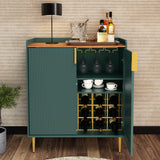 ARTPOWER Coffee Bar Cabinet with Wine Racks, Green Liquor Cabinet with Fluted Texture, Modern Sideboard Buffet Cabinet for Kitchen Dining Room, Living Room ARTPOWER
