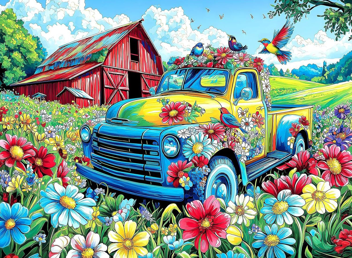 Diamond Art Kits for Adults Beginner- Pickup Truck DIY Modern Diamond Painting Kits 5D Diamond Dots Gem Art Crafts with Tools- Round Full Drill Funny Crafts for Home Wall Decor&Gift-12x16inch ﻿ Fairyland JinWenn