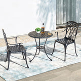NUU GARDEN Patio Bistro Sets 3 Piece Cast Aluminum Bistro Table and Chairs Set with Umbrella Hole Bistro Set of 2 for Patio Backyard, Black NUU GARDEN