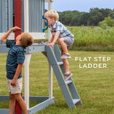Backyard Discovery Beacon Heights Elevated Cedar Playhouse, Play kitchen, Powered Blender, Working Bell, 6 ft Wave Slide, Wrap-Around Deck, Flat Step Ladder, Growth Chart Backyard Discovery