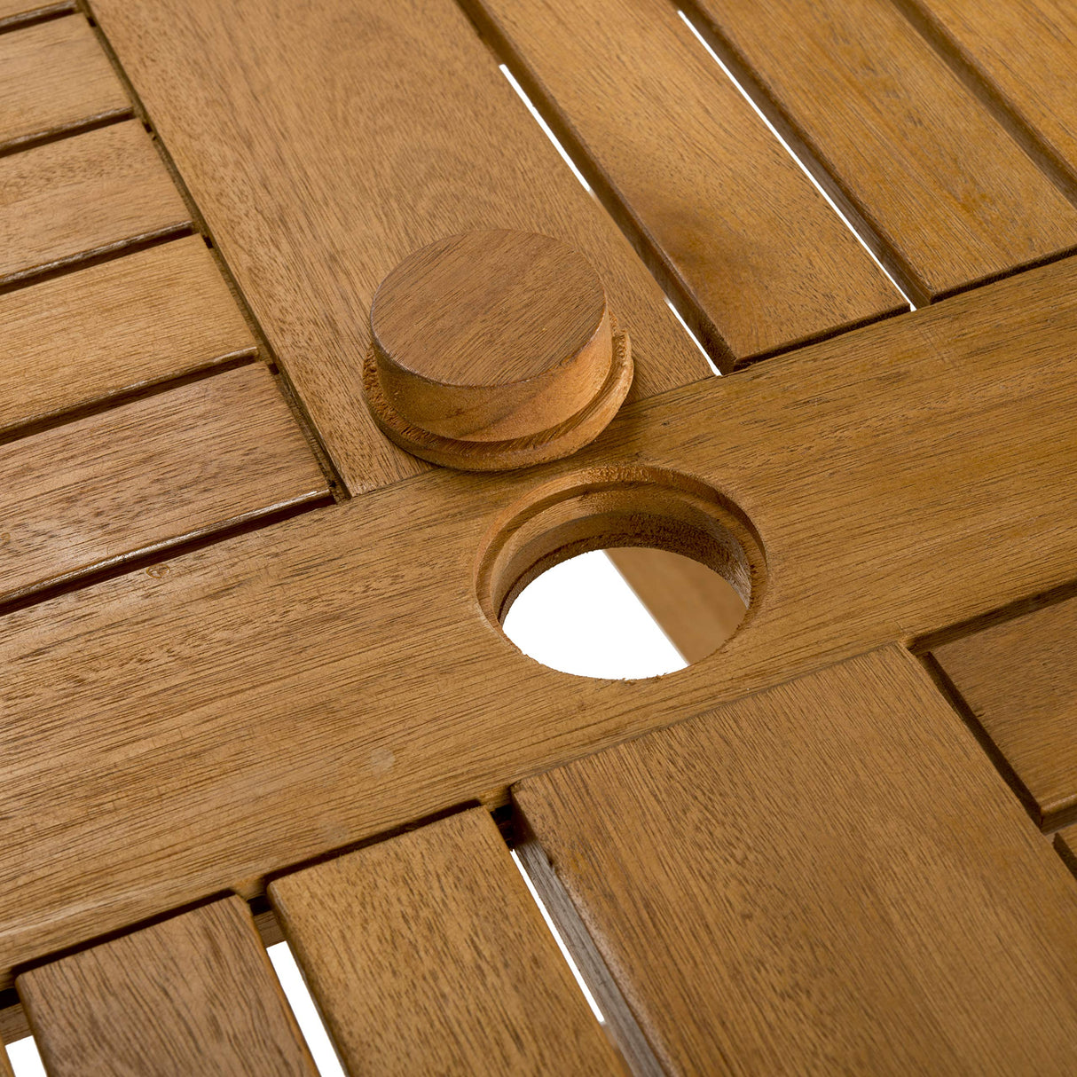 SAFAVIEH Outdoor Collection Chante Teak 35.4" Round Table 5 Piece Dining Set SAFAVIEH