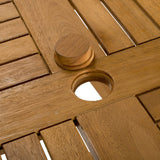 SAFAVIEH Outdoor Collection Chante Teak 35.4" Round Table 5 Piece Dining Set SAFAVIEH