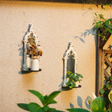 Walasis Rustic Mirror Wall Candle Sconces Set of 2 - Distressed Candle Holder Wood Decor for Farmhouse Bathroom Living Room Mirrored Sconce Walasis