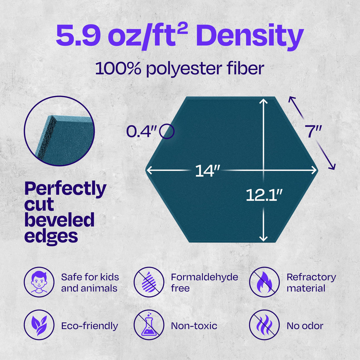 Ekkogo Acoustic Panels 12-Pack Soundproof Wall Panels 14"X12.1"X0.4" Sound Panels High Density Sound Dampening Panels - [Ocean Turquoise Hexagon] Ekkogo