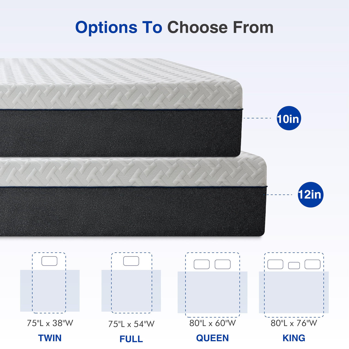 Gelsea 12 Inch King Green Tea Memory Foam Mattress for Cool Sleep & Pressure Relief, Bed in a Box, Removable Cover No Fiberglass, CertiPUR-US Certified Gelsea